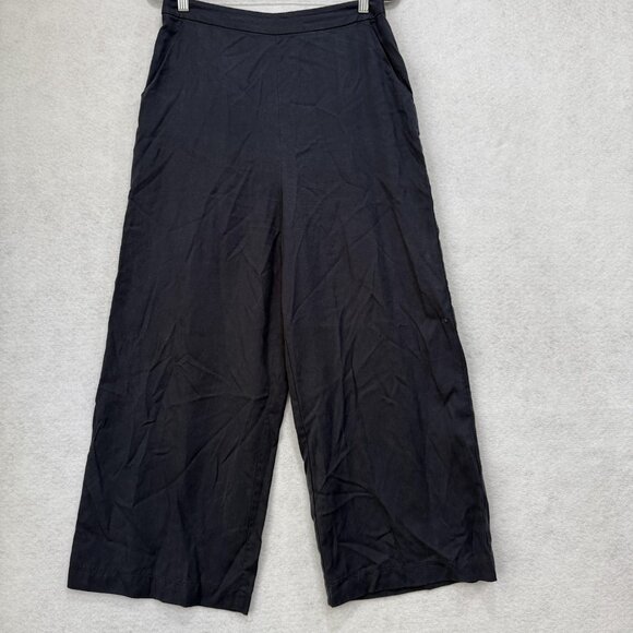 VETTA Pants - VETTA Pants Womens 6 Black Wide Leg Cropped Culotte Tencel Made in USA Side Zip